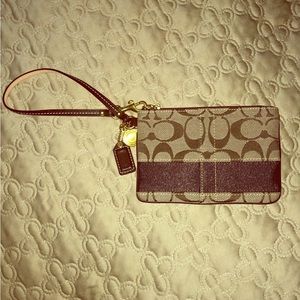 Coach Brown and Tan Wristlet